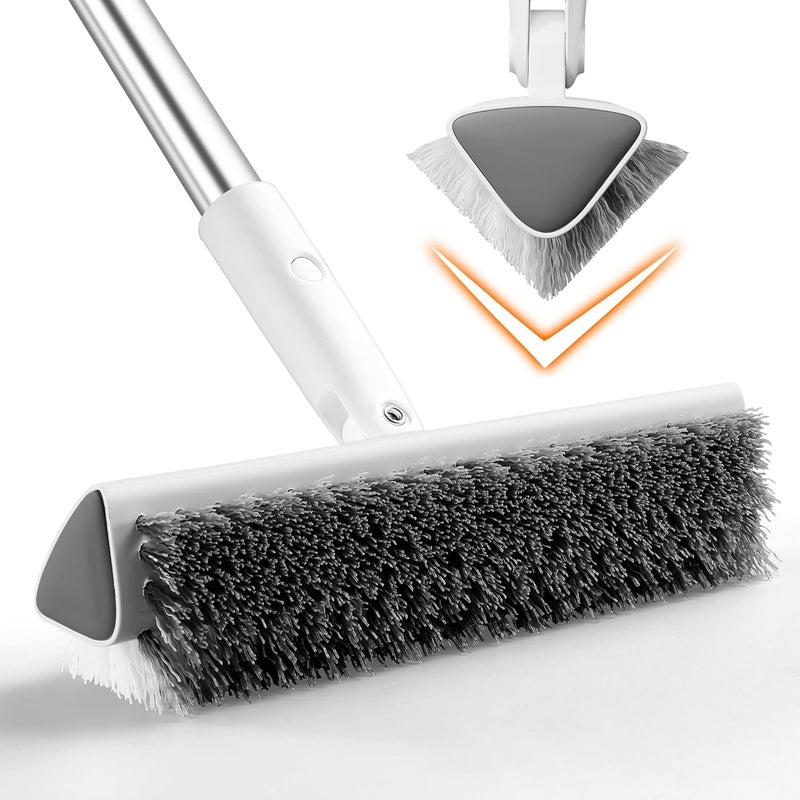 TidyTale Floor Scrub Brush with Long Handle, Heavy Duty Hard Bristle Tile Scrubber for Cleaning Shower, Wood Floors, Concrete, and Garage – Stiff Bristle Floor Brush - Image 1